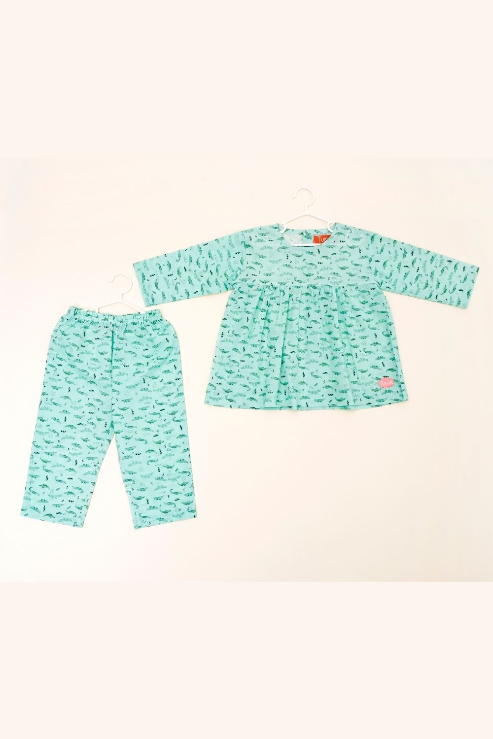Green Crocodile Frill Pajama Set