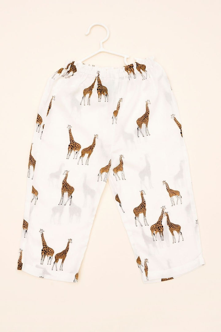 White Giraffe Frill Pajama Set